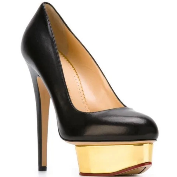 Charlotte Olympia Black Leather Dolly Pumps Sz 40 - Picture 6 of 8